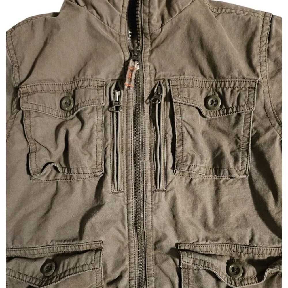 Vintage Gap Canvas Field Jacket Spanish Olive Baby SZ 4T Cargo Utility Military - Picture 10 of 11